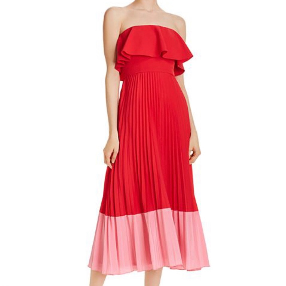 Aidan Matrox Colorblock Strapless Dress